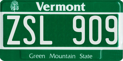 VT license plate ZSL909