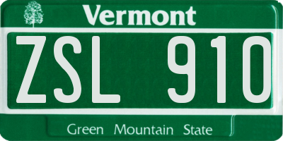 VT license plate ZSL910