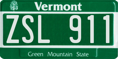 VT license plate ZSL911