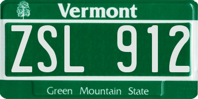 VT license plate ZSL912