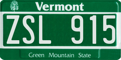 VT license plate ZSL915