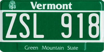 VT license plate ZSL918