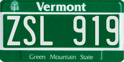 VT license plate ZSL919