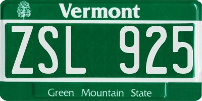 VT license plate ZSL925