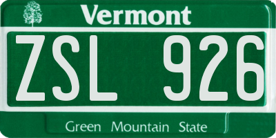 VT license plate ZSL926