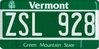 VT license plate ZSL928