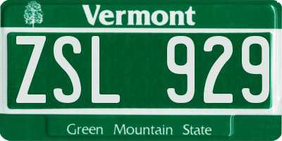 VT license plate ZSL929