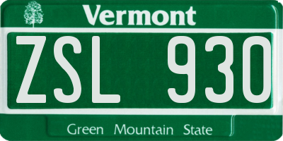 VT license plate ZSL930