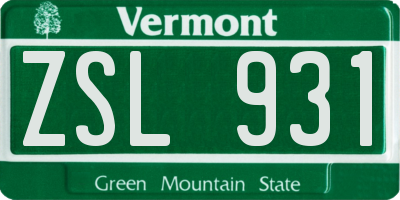 VT license plate ZSL931