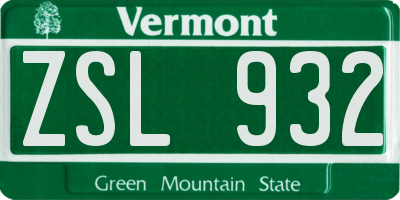 VT license plate ZSL932