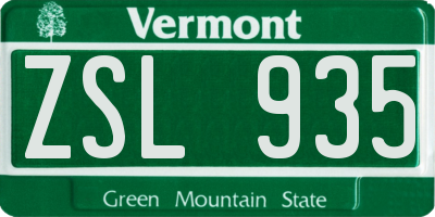 VT license plate ZSL935
