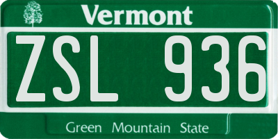 VT license plate ZSL936