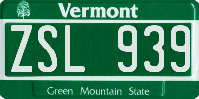VT license plate ZSL939