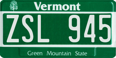 VT license plate ZSL945