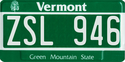 VT license plate ZSL946