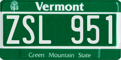 VT license plate ZSL951