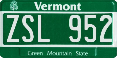 VT license plate ZSL952