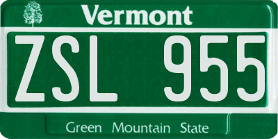 VT license plate ZSL955