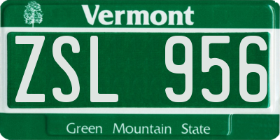 VT license plate ZSL956