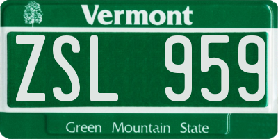 VT license plate ZSL959