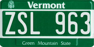 VT license plate ZSL963