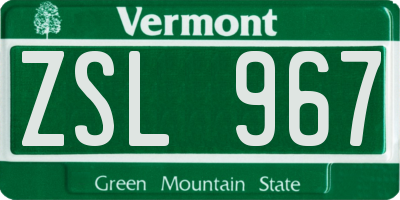 VT license plate ZSL967