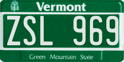 VT license plate ZSL969