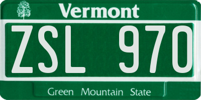 VT license plate ZSL970