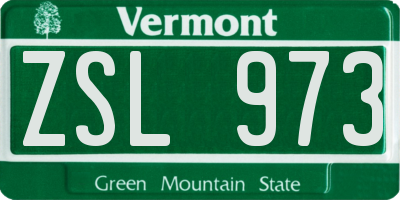 VT license plate ZSL973