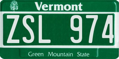 VT license plate ZSL974