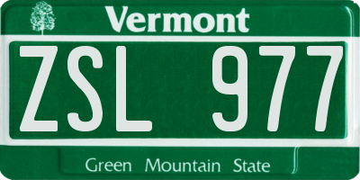 VT license plate ZSL977