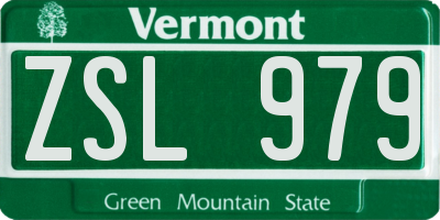 VT license plate ZSL979