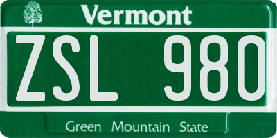 VT license plate ZSL980
