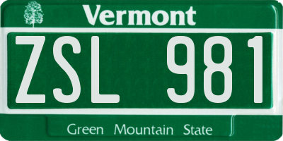 VT license plate ZSL981