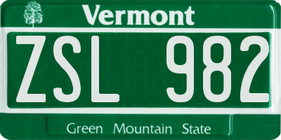 VT license plate ZSL982
