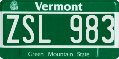 VT license plate ZSL983