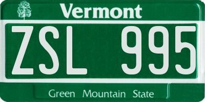 VT license plate ZSL995