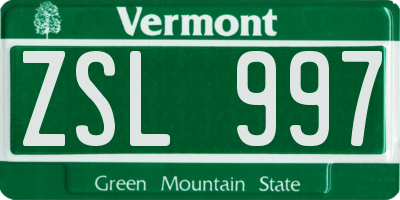 VT license plate ZSL997