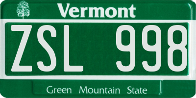 VT license plate ZSL998