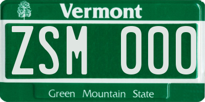 VT license plate ZSM000