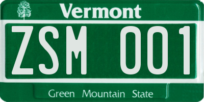 VT license plate ZSM001