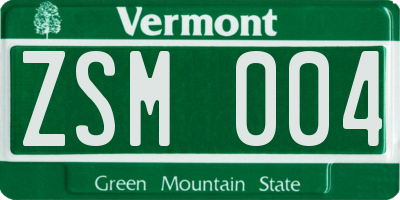 VT license plate ZSM004