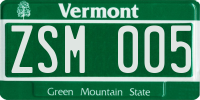 VT license plate ZSM005
