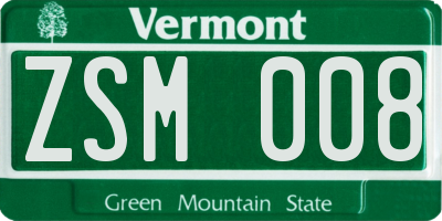 VT license plate ZSM008