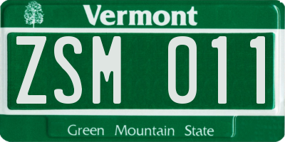 VT license plate ZSM011