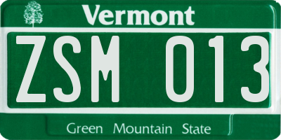 VT license plate ZSM013