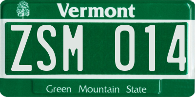 VT license plate ZSM014
