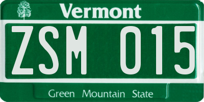 VT license plate ZSM015