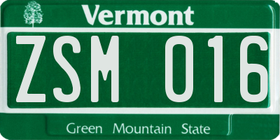 VT license plate ZSM016