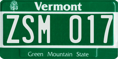 VT license plate ZSM017